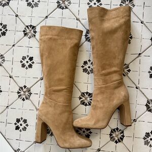 Steve Madden Women's Ally Knee High Boot, Sand Suede